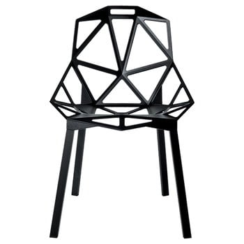Sedie da pranzo, Sedia Chair_One, nera - gambe in alluminio verniciato, Nero