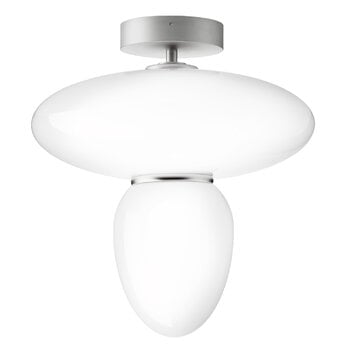 Pendant lamps, Rizzatto 42 ceiling lamp, satin silver - opal white, White