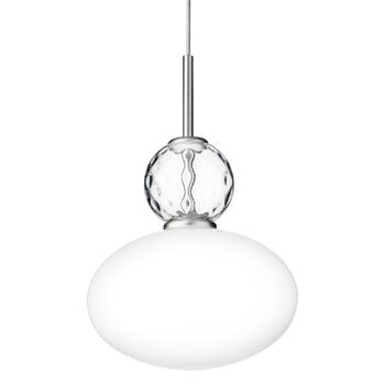 Lampade a sospensione, Lampada a sospensione Rizzatto 32, argento satinato - bianco opa, Bianco