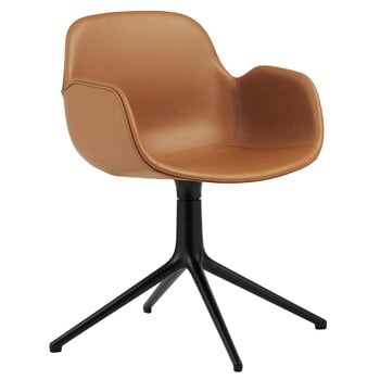 Normann Copenhagen Poltrona Form Swivel 4L, nero - pelle Ultra brandy