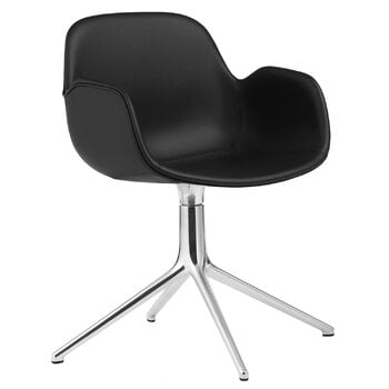 Normann Copenhagen Poltrona Form Swivel 4L, alluminio - pelle Ultra nera