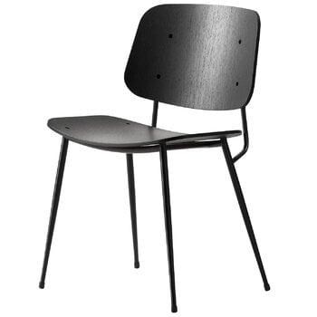 Sedie da pranzo, Sedia Søborg 3060, base in acciaio nero, rovere nero, Nero