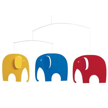 Flensted Mobiles Elephant Party mobile, red - blue - yellow, product image