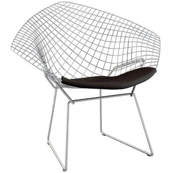 Knoll Bertoia Diamond chair, satin chrome - black cushion