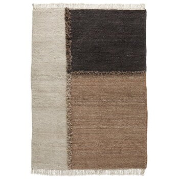Tapis en laine, Tapis E-1027, noué, noir - marron - blanc cassé, Multicolore