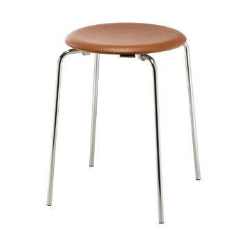 Fritz Hansen Dot stool, walnut leather - chrome