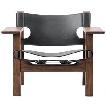 Poltrone, The Spanish Chair, pelle nera - noce oliato, Nero