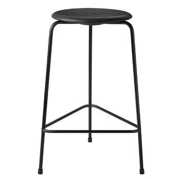 Fritz Hansen Hoher Dot Hocker, schwarzes Leder – schwarz