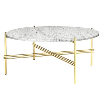 GUBI TS coffee table, 80 cm, brass - white marble