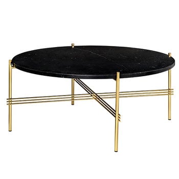 GUBI TS coffee table, 80 cm, brass - black marble