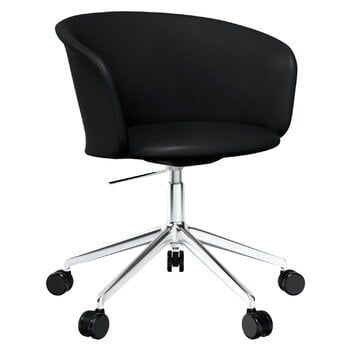 Hem Kendo swivel chair w/ castors, black leather - pol. aluminium, product image