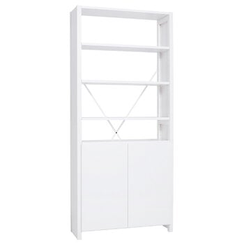 Lundia Classic shelf with doors, high, white