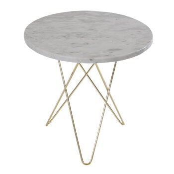 OX Denmarq Table Tall Mini O Table, laiton - marbre blanc