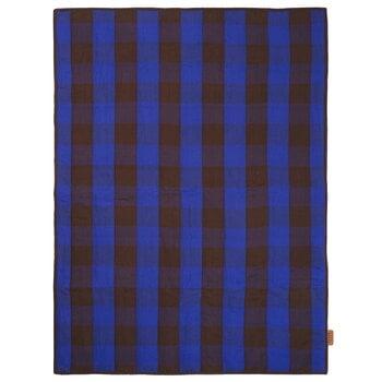ferm LIVING Grand quilted blanket, brown - blue