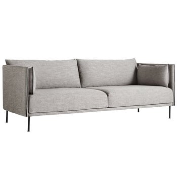 HAY Sofa 3-Sitzer Silhouette, Ruskin 33/Sense schwarz – Stahl schwar