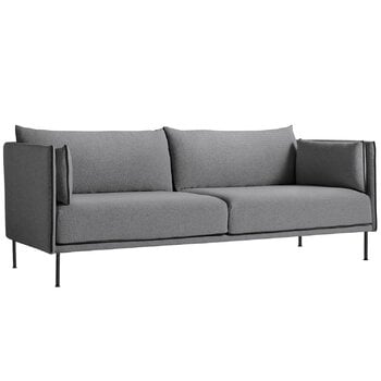 Sofas, Sofa 3-Sitzer Silhouette, Coda 182/Sense schwarz – Stahl schwarz, Grau