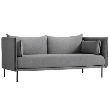 Divani, Divano Silhouette 2 posti, Coda 182/Sense nero - acciaio nero, Grigio