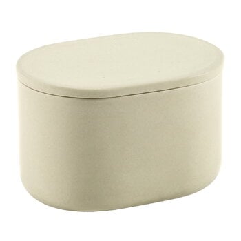 Accessoires de salle de bains, Pot ovale avec couvercle Cose, L, beige, Beige