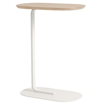 Tables d’appoint et bouts de canapé, Table d’appoint Relate, h. 73,5 cm, chêne massif - blanc cassé, Blanc