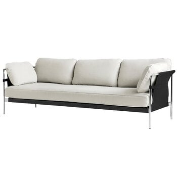 Sofas, Can Sofa, Dreisitzer, Ruskin 05 - schwarzer Stramin - Chromgeste, Weiß