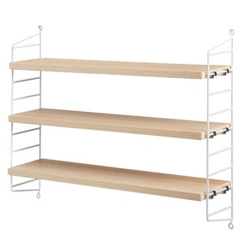 Wall shelves, String Pocket shelf, ash - white, White