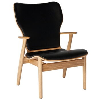 Fauteuils, Fauteuil Domus, chêne laqué/cuir noir, Noir