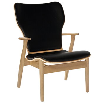 Fauteuils, Fauteuil Domus, bouleau laqué - cuir noir, Noir