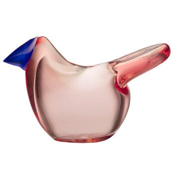 Art glass, Birds by Toikka Flycatcher, salmon pink - blue, Pink