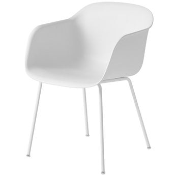 Dining chairs, Fiber armchair, tube base, white, White