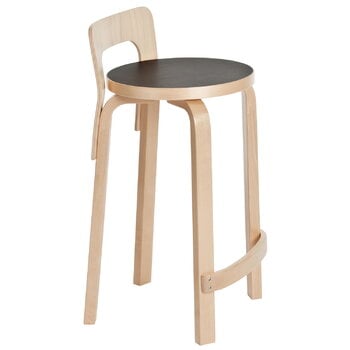 Artek Aalto high chair K65, black linoleum