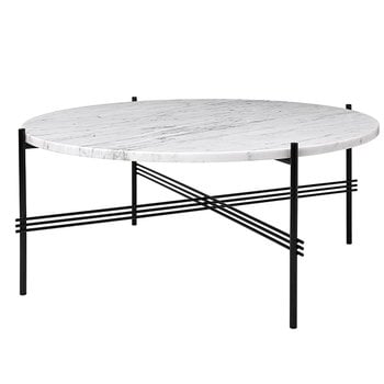 GUBI Table basse TS, 80 cm, noir - marbre blanc