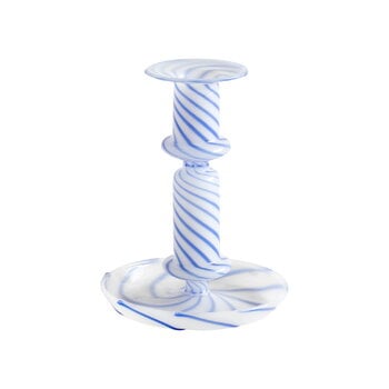 HAY Flare Stripe Milk candleholder, medium, blue