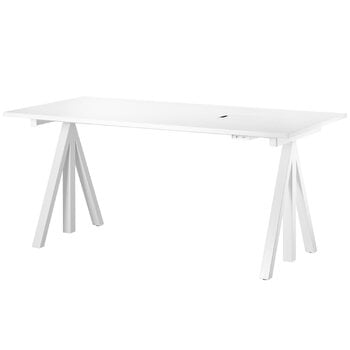 Height-adjustable desks, String Works height adjustable table 160 cm, white, White