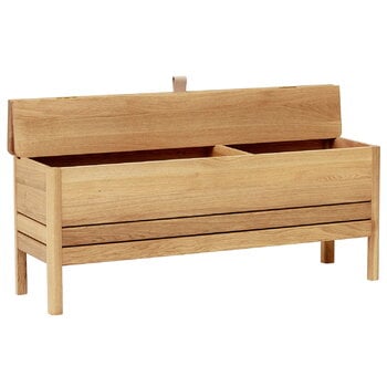 Benches, A Line storage bench, 111 cm, white oak, Natural