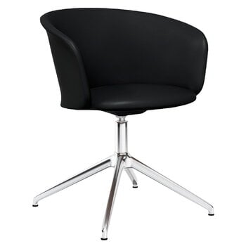 Hem Kendo swivel chair, black leather - polished aluminium