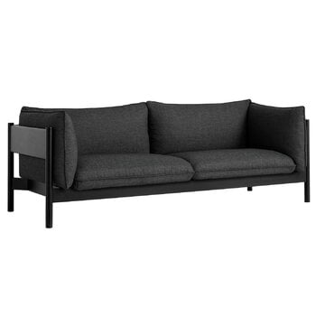 Sofas, Arbour Eco 3 Sitzer, Re wool 198 – Buche Schwarz lackiert, Schwarz