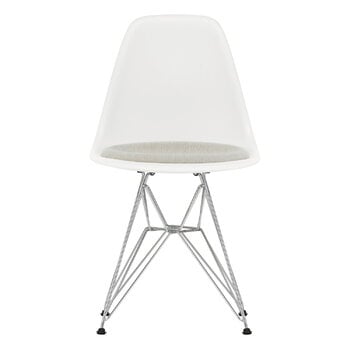 Vitra Eames DSR tuoli, cotton white RE-kromi-warm grey/ivory pehmuste