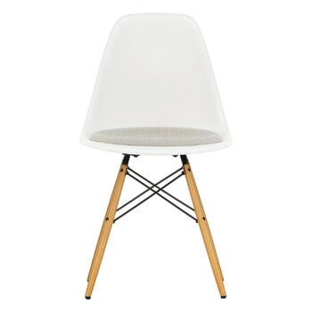 Vitra Eames DSW-stol, vit - lönn - varmgrå/elfenbensfärgad dyna