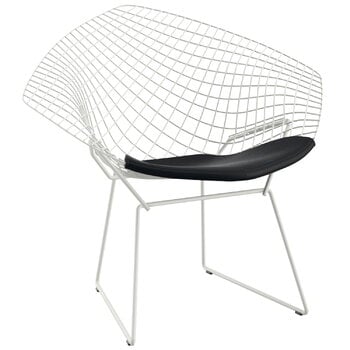 Knoll Bertoia Diamond stol, vit - svart kudde