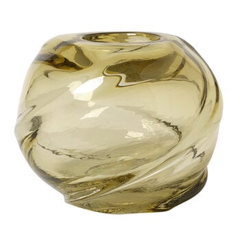 ferm LIVING Water Swirl Vase, rund, Hellgelb