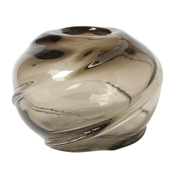 ferm LIVING Water Swirl vase, round, smoked grey