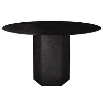 GUBI Table ronde pour salle à manger Epic, 130 cm, acier midnight bla