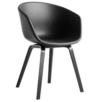 Sedie da pranzo, About A Chair AAC23, rovere  nero - pelle nera, Nero