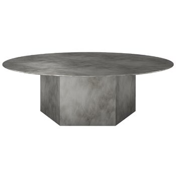 GUBI Table basse ronde Epic, 110 cm, acier misty grey