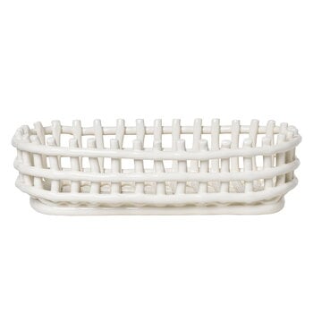 ferm LIVING Ceramic basket, oval, off white
