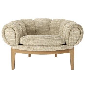 Fauteuils, Fauteuil lounge Croissant, chêne huilé - Dedar Smilla 002, Beige