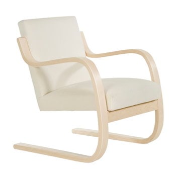 Artek Aalto armchair 402, birch - white Hallingdal 100