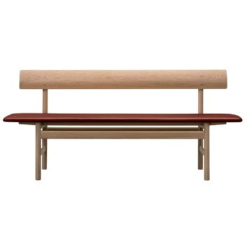 Fredericia Mogensen 3171 bench, oiled oak - burnt sienna leather leather, product image