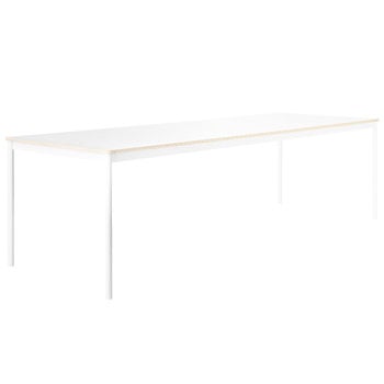 Tables de salle à manger, Table Base 190 x 85 cm, stratifié avec bords en contreplaqué, bl, Blanc