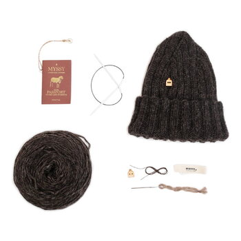 Myssyfarmi Farmester KnitKit for beanie, Jymy, nat dark gray